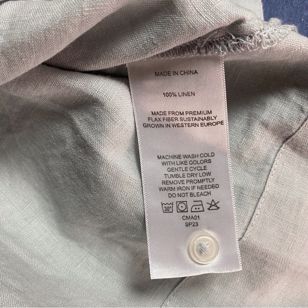 NWT Quince Women's 100% European Linen Short Sleeve Shirt XS Button Up Blue Mist - Picture 11 of 14